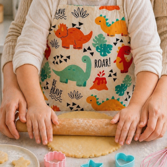 Tablier dinosaure enfant pour cuisiner et patisser comme les grands kit patisserie enfant ustensile enfant moule ourson